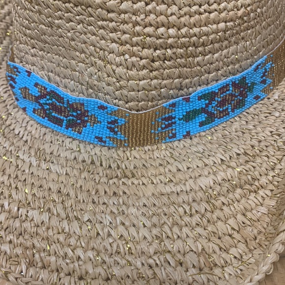 Nikki Beach Women's Natural Mazatlan Crochet Raffia Straw Western Hat - Picture 6 of 12